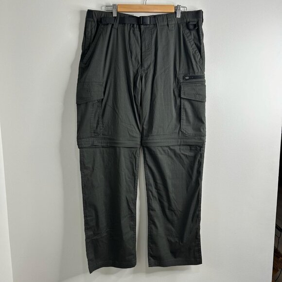 BC Clothing Convertible Pants Mens XL x 32 Charcoal Stretch Outdoor Hiking Cargo - Picture 1 of 11